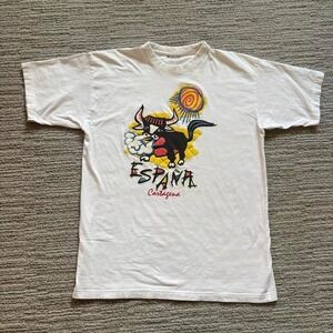 90s Puff Print T-Shirt Vintage Spain Tee Espana Bull Cartagena L Picasso Cubist